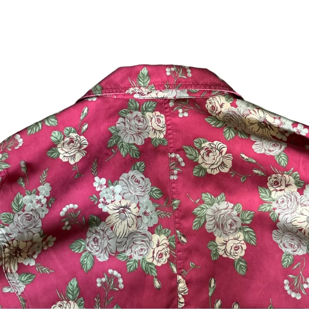 Papagallo Blouse Long Sleeve Burgundy Print 2X - Picture 7 of 16